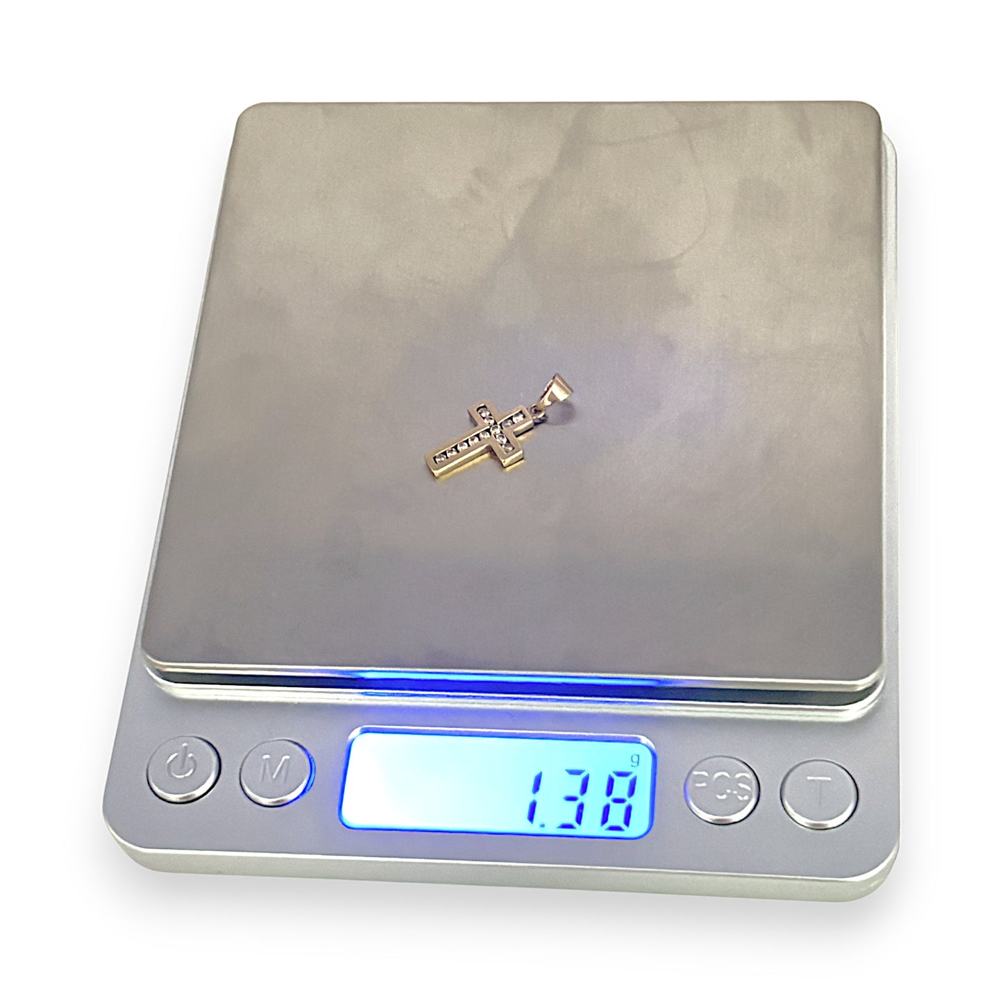 GOLD DEAL | 9ct Gold Cross Pendant Square Soft Edge with Diamonds