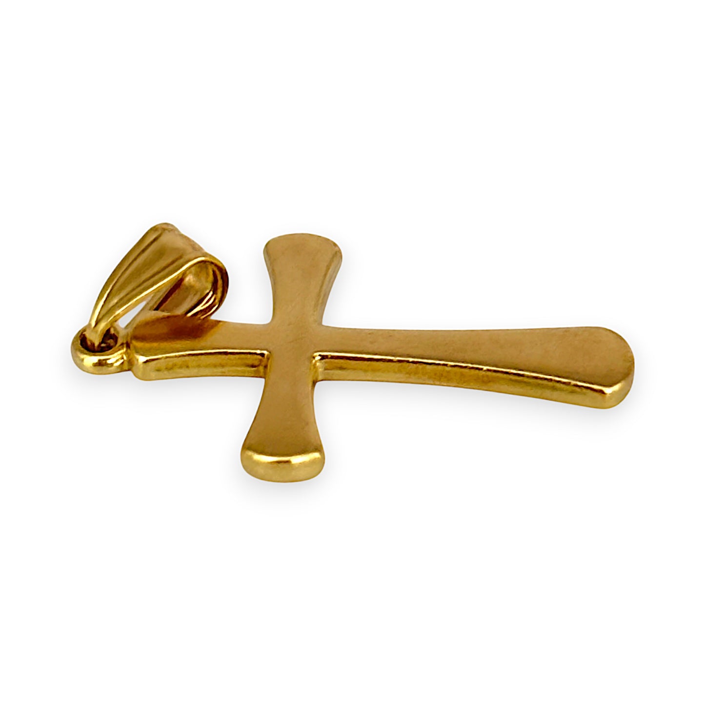 9ct Gold Cross Soft Round Edge Pendant. R # 980