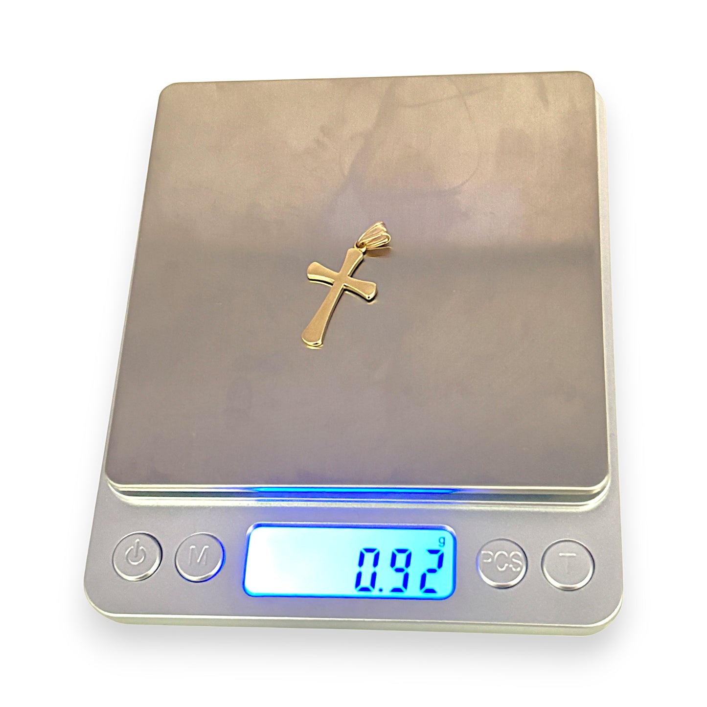 9ct Gold Cross Soft Round Edge Pendant. R # 980