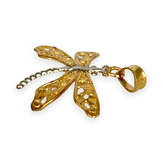GOLD DEAL | 9ct (9K) Y/W Gold Two Tone Dragon Fly Filegree Pendant