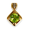 GOLD DEAL | 9K Gold Natural Peridot & Diamonds Pendant
