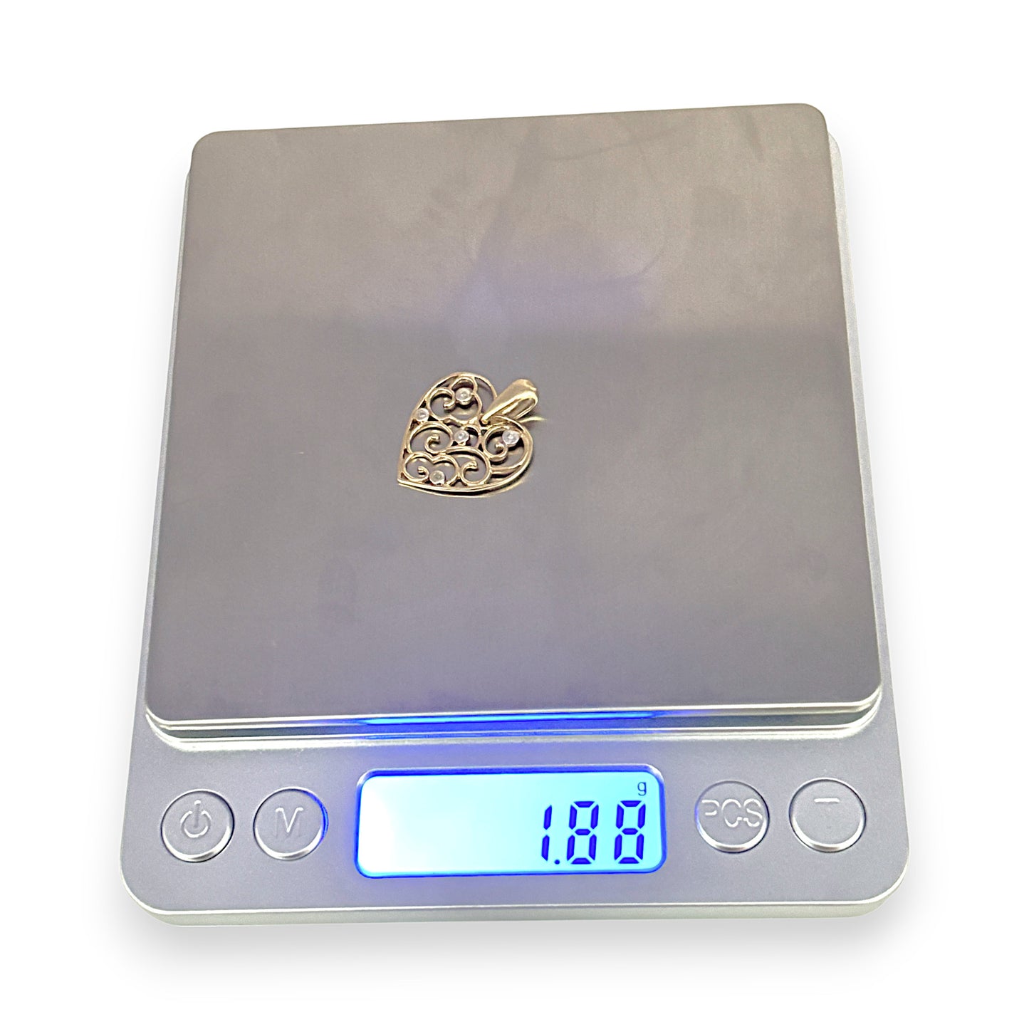 GOLD DEAL | 9ct Y/W Gold Diamond Filigree Heart Pendant with Diamonds
