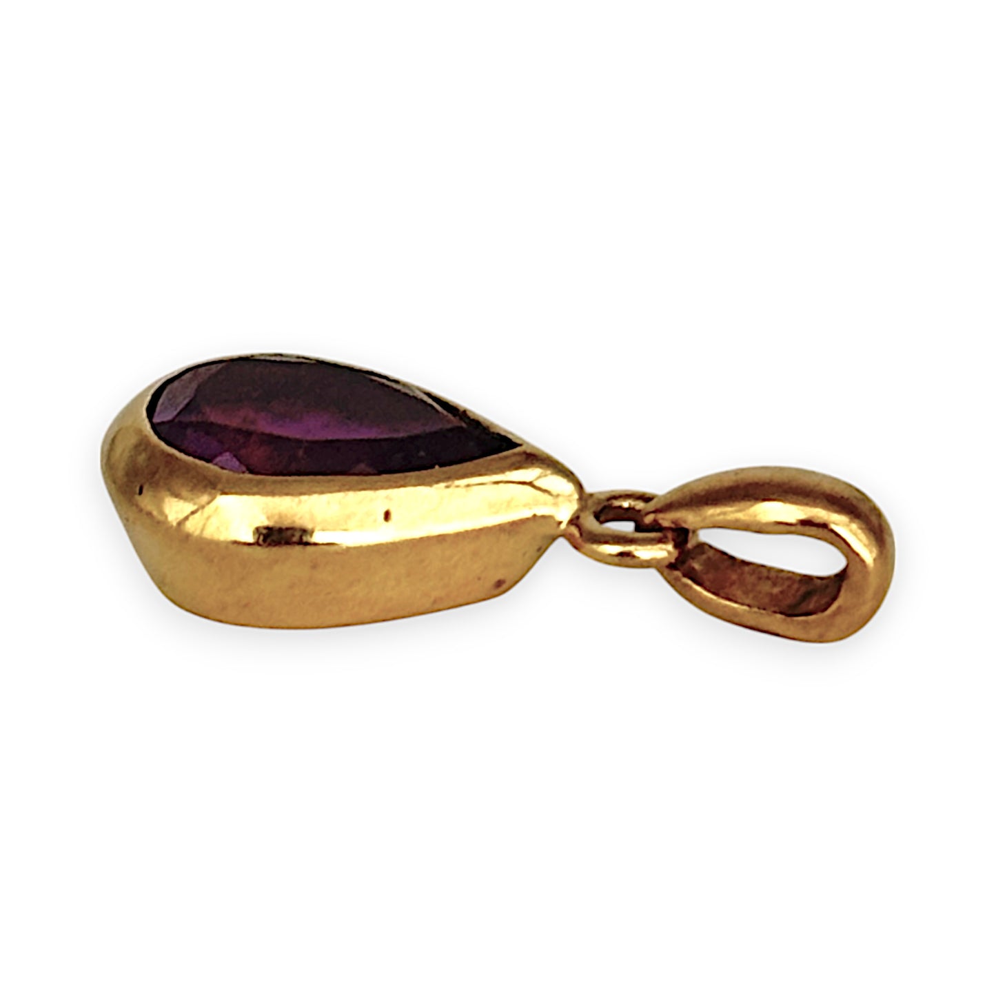 GOLD DEAL | 9K Gold Tear Drop Amethyst Pendant