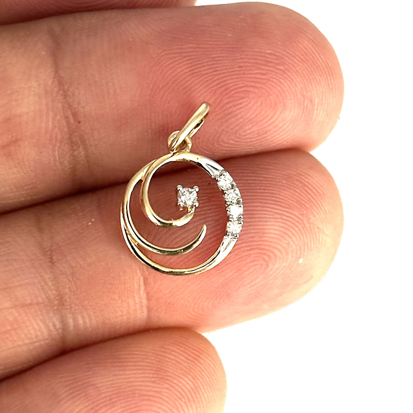 GOLD DEAL | 14ct (14K) Gold Sculptural Graceful Diamond Pendant, As New