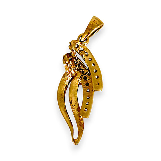 GOLD DEAL | 9ct (9K) Gold Double-Curve Flourish Pendant Refurbished