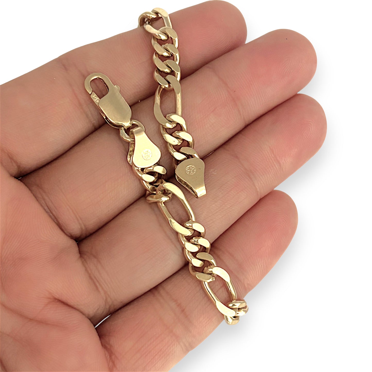 GOLD DEAL | FLASH SALE 9ct (9K) Gold Refurbished 6.8mm Figaro Link Bracelet Length 22cm