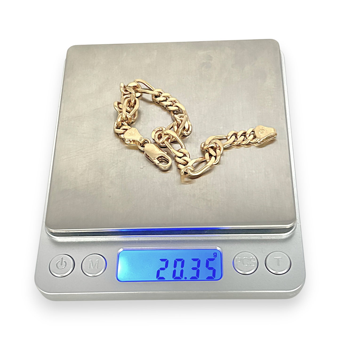 GOLD DEAL | FLASH SALE 9ct (9K) Gold Refurbished 6.8mm Figaro Link Bracelet Length 22cm