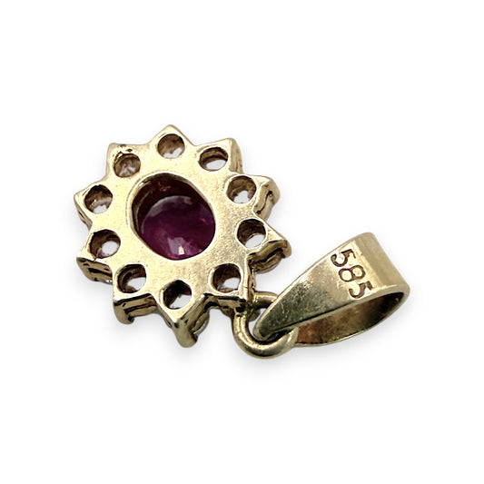 NZGD | 9ct Gold Pink Sapphire Blossom Pendant