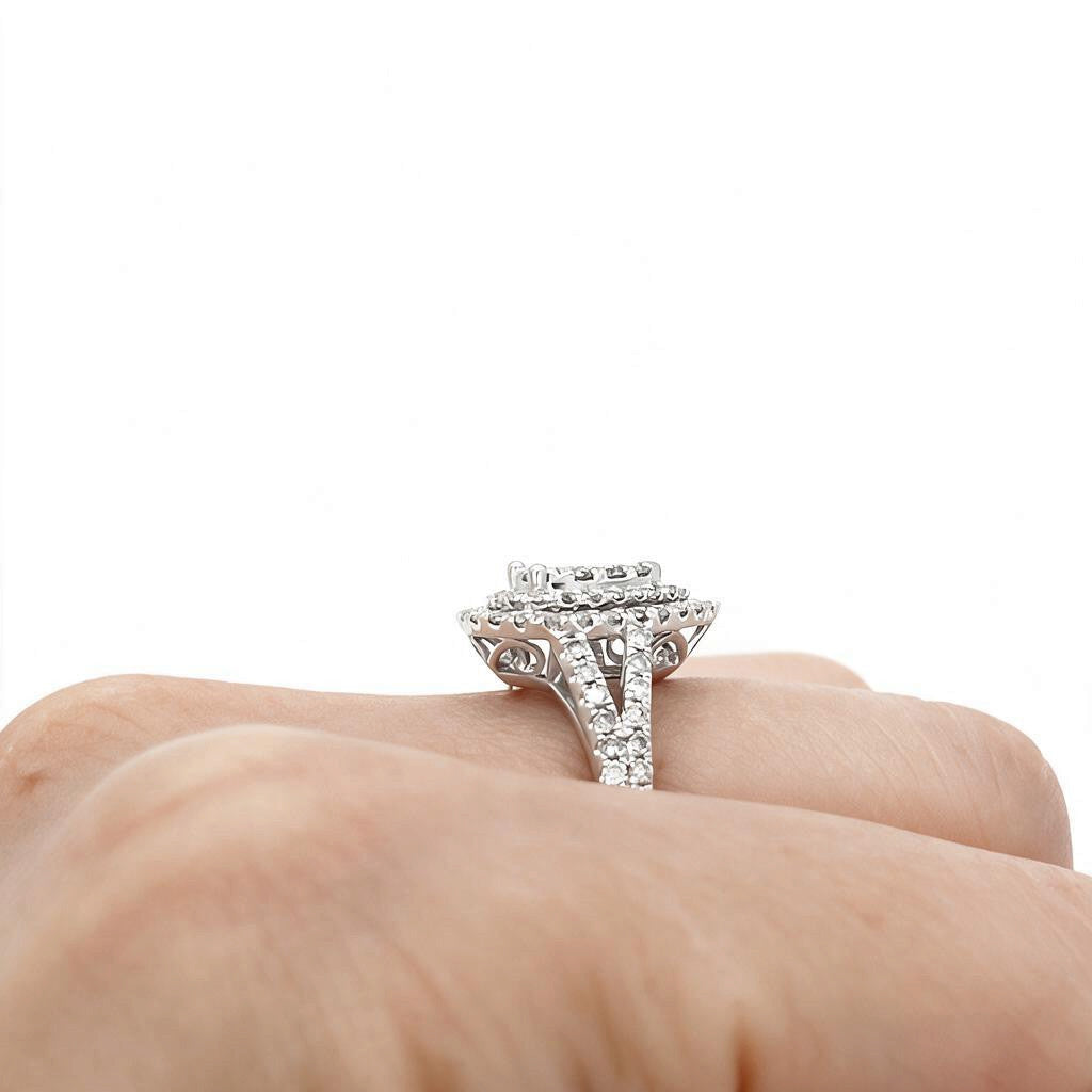 BRAND NEW | 9ct White Gold Celestial Teardrop Ring Valuation $3,000