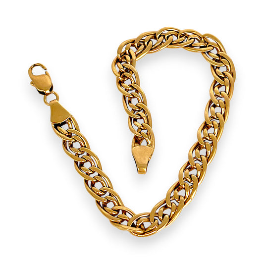 GOLD DEAL | FLASH SALE 9ct (9K) Gold Refurbished 7.9mm Double Curb Link 22cm Bracelet
