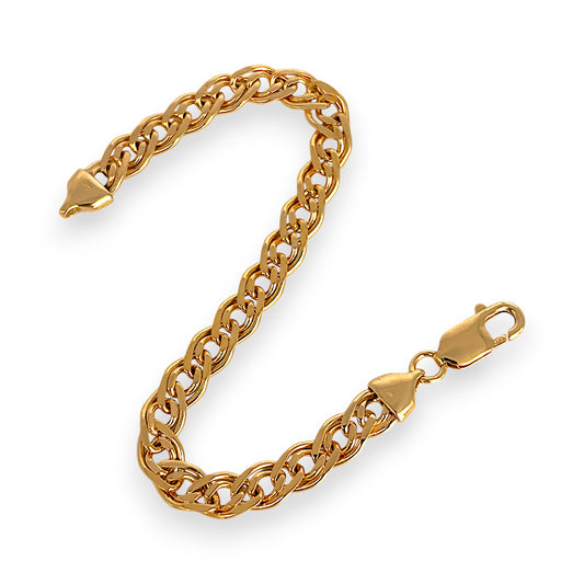 GOLD DEAL | FLASH SALE 9ct (9K) Gold Refurbished 7.3mm Double Curb Link Bracelet Length 19cm