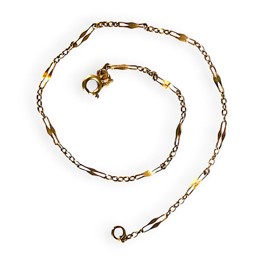 GOLD DEAL | FLASH SALE 9ct Gold Handmade Figaro Link Bracelet High Length 27cm