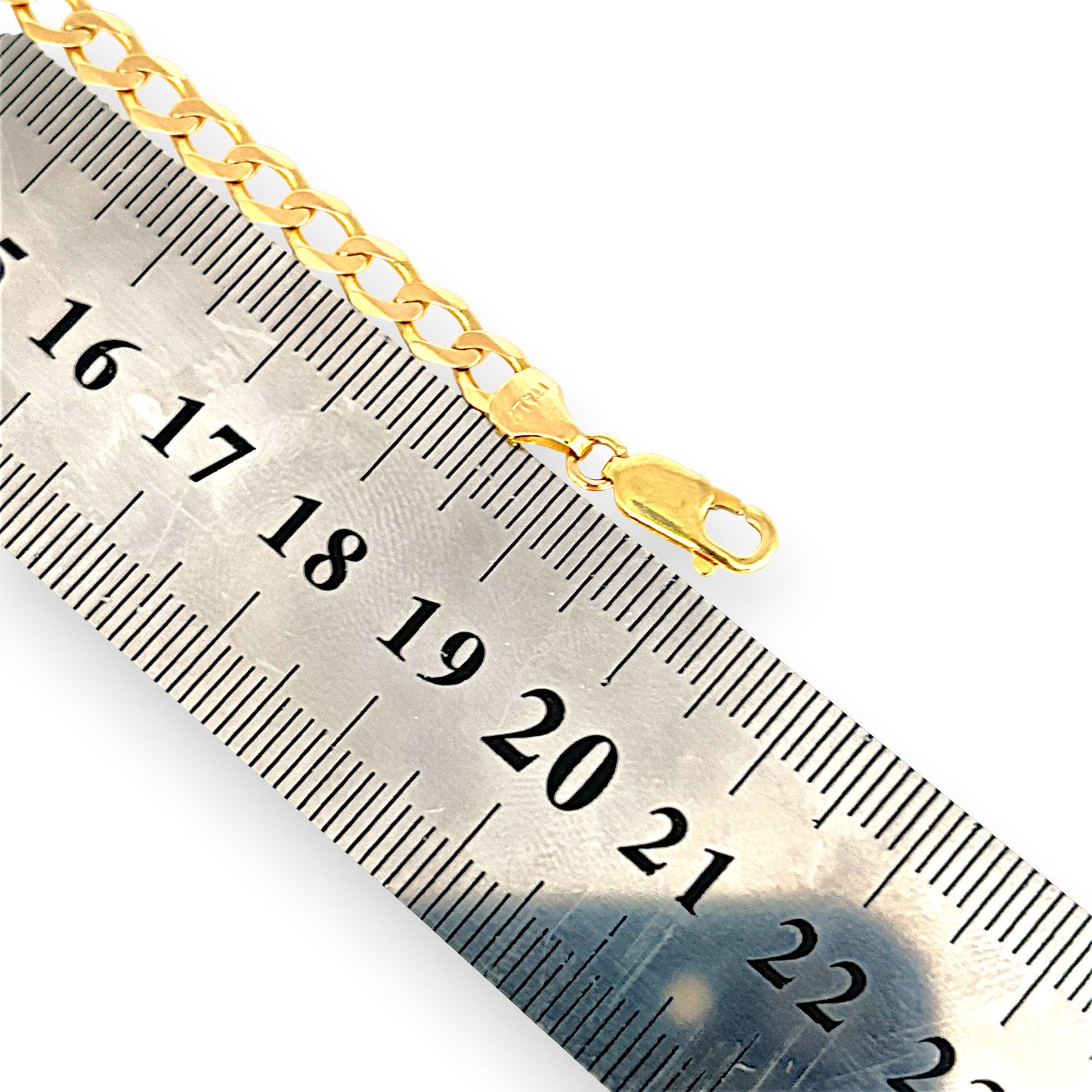 GOLD DEAL | 9ct (9K)  Gold Refurbished ID Flat Curb Bracelet Length 20cm