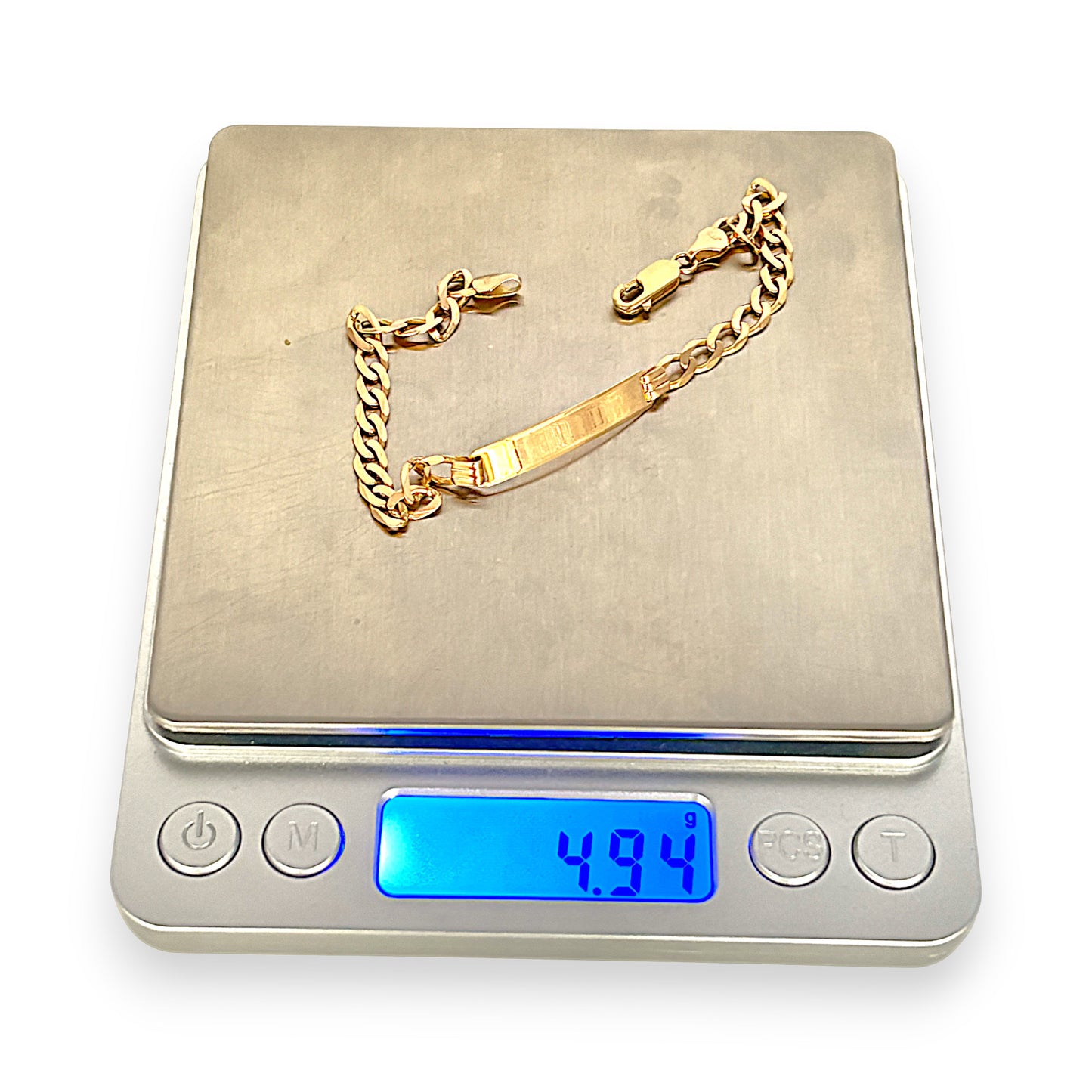 GOLD DEAL | 9ct (9K)  Gold Refurbished ID Flat Curb Bracelet Length 20cm