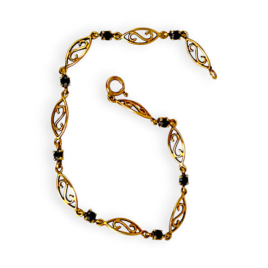 GOLD DEAL | FLASH SALE 9ct (9K) Gold 18cm Serenova Link & Sapphire Bracelet