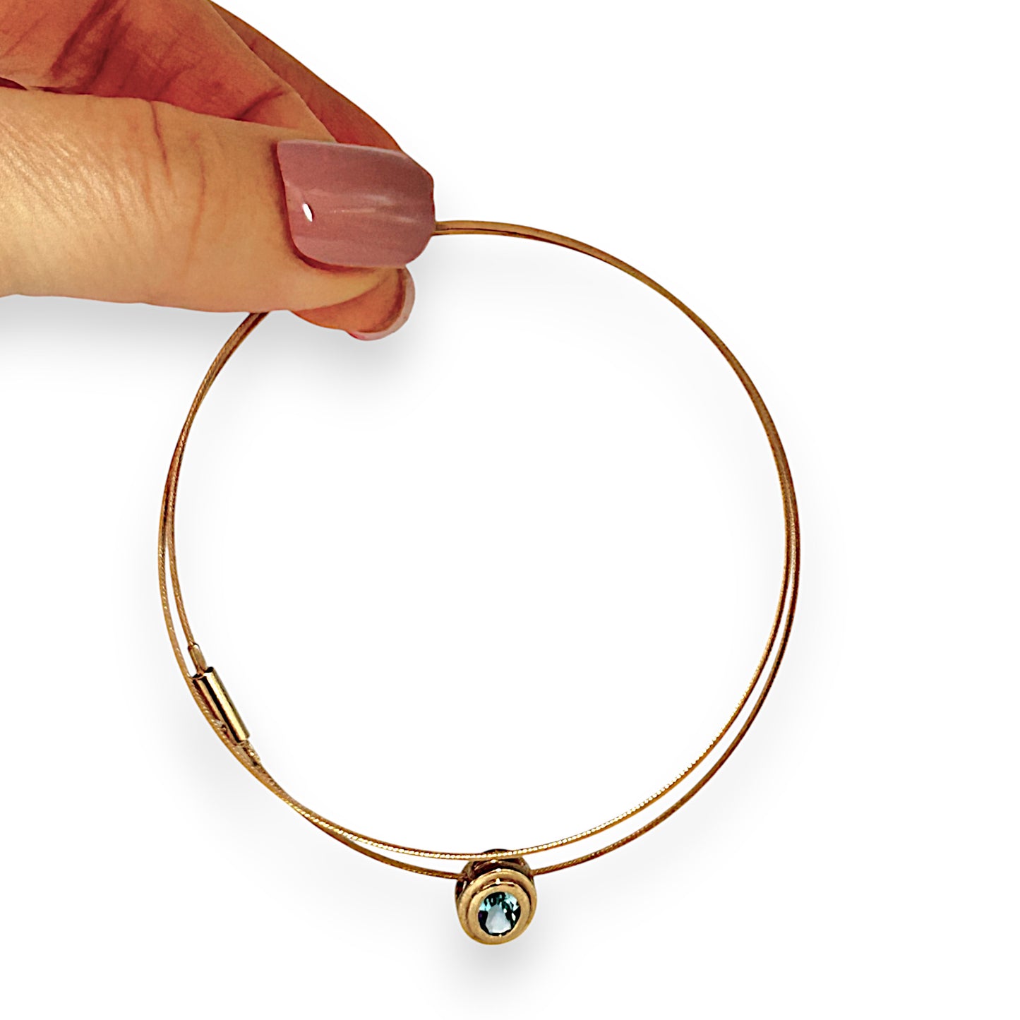 9ct Gold Blue Stone Cord Necklace. R # 1018