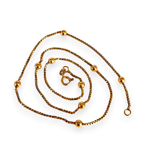 GOLD DEAL | 9ct (9K) Gold Beaded Soft Box Chain Length 44cm
