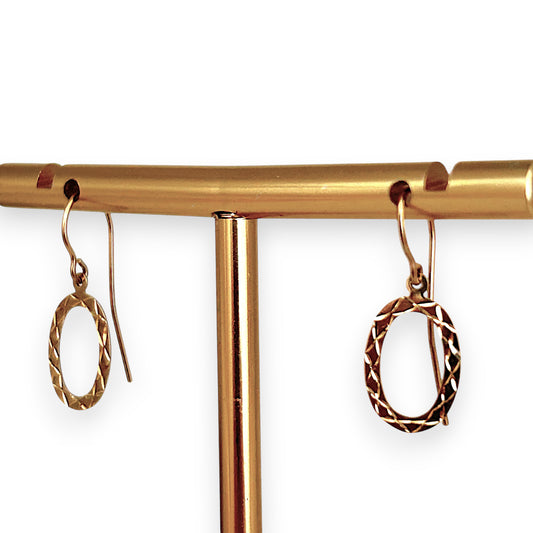 GOLD DEAL | 9K (9ct) Gold Oval Drop Earrings -  Lightweight