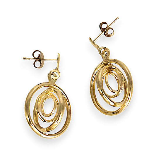 GOLD DEAL | 9ct (9K) Gold Eclipse Dangle Earrings Refurbished