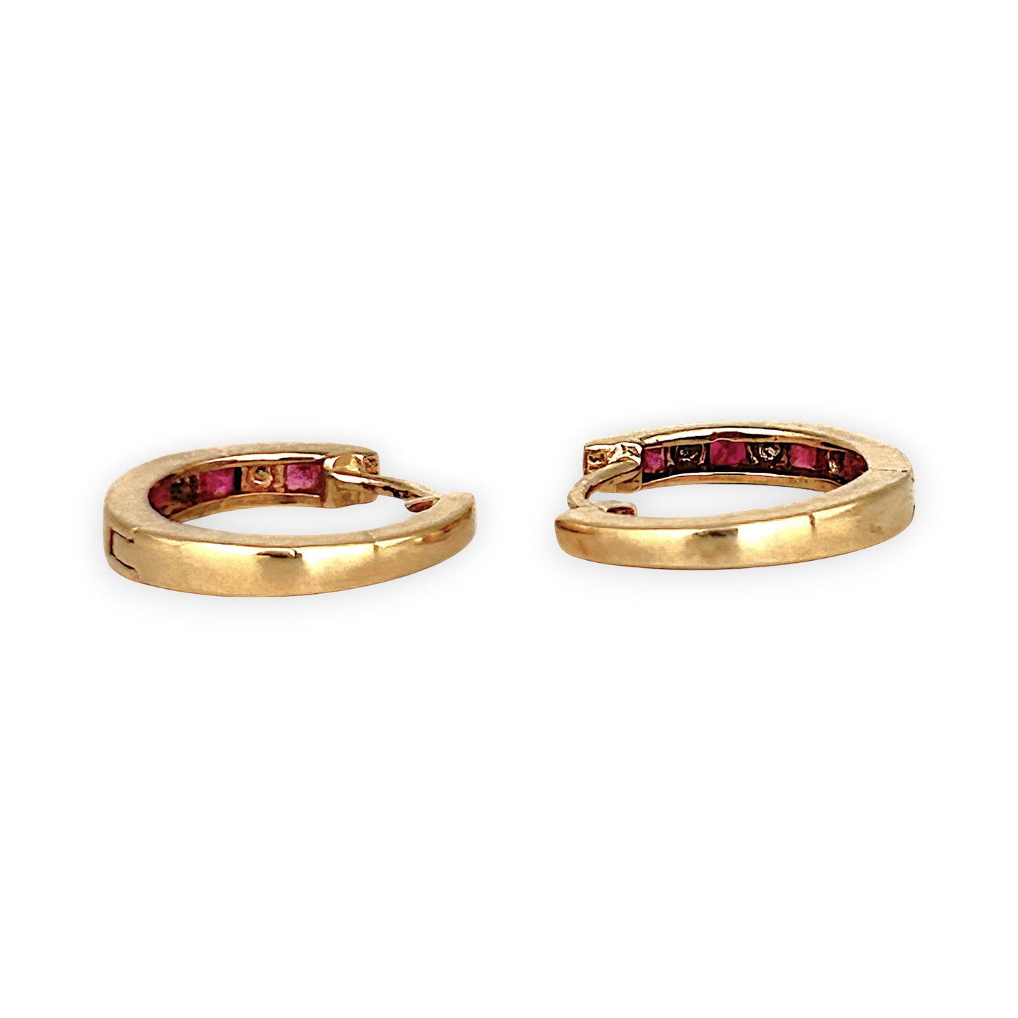 GOLD DEAL | 9ct (9K) Gold Scarlet Shine Hoop Earrings with Ruby & Diamond