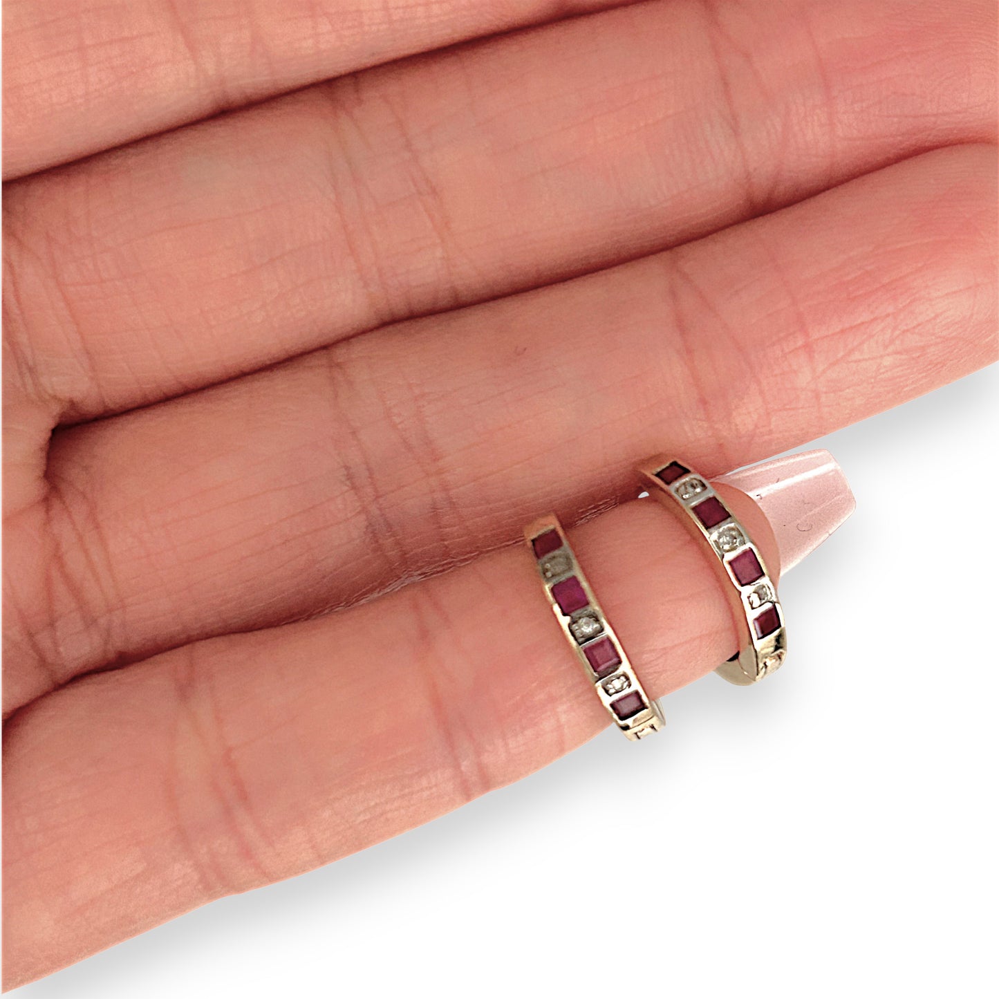 GOLD DEAL | 9ct (9K) Gold Scarlet Shine Hoop Earrings with Ruby & Diamond