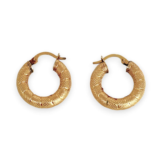 GOLD DEAL | 9ct (9K) Gold Elysian Texture Hoop Earrings 18.3mm