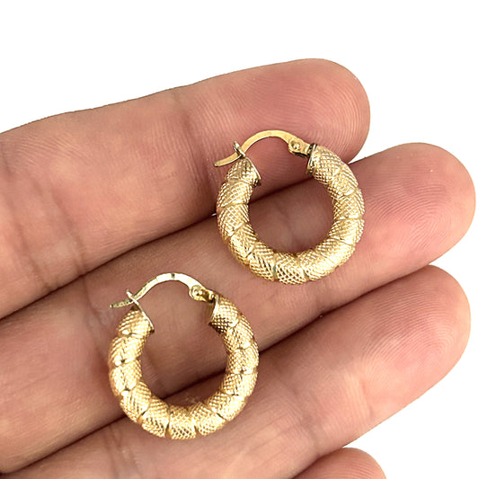 GOLD DEAL | 9ct (9K) Gold Elysian Texture Hoop Earrings 18.3mm