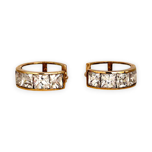 GOLD DEAL | 9ct (9K) Gold SparkleLine CZ Hoop Earrings - Reversable