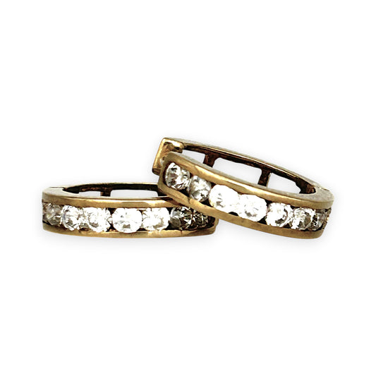 GOLD DEAL | FLASH SALE 9ct (9K) Gold CZ Huggie Hoop Earrings