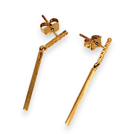 GOLD DEAL | 9ct (9K) Gold Refurbished Gleaming Elegance Drop Earrings 3.2cm
