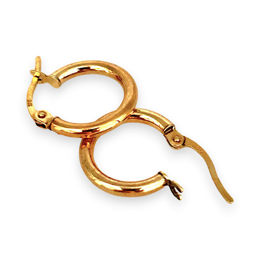 GOLD DEAL | 9ct (9K) Gold Minimalist Everyday Hoop Earrings 14.9mm x 2.1mm