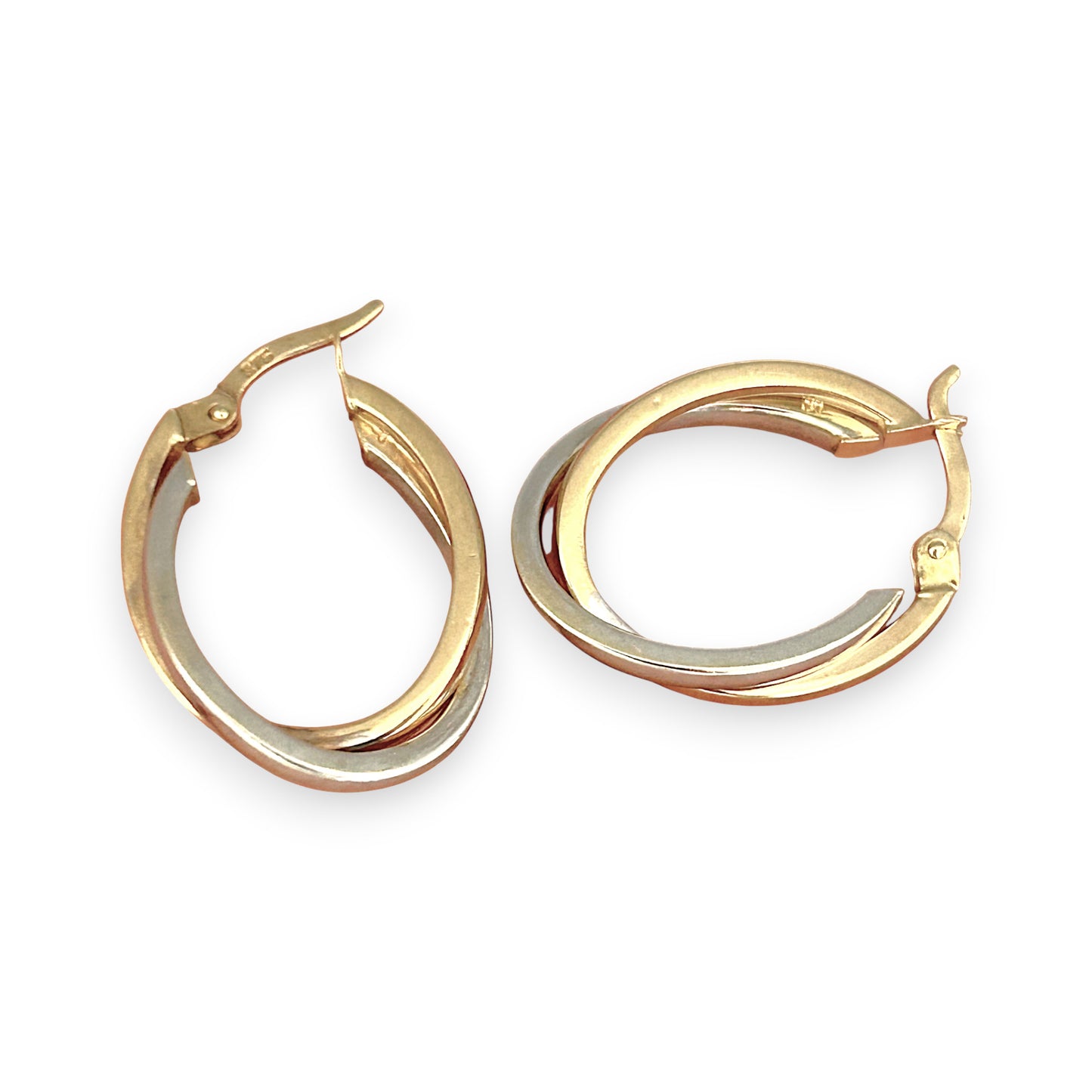 GOLD DEAL | 9ct (9K) Y/W Gold Two Tone Oval Hoop Earrings