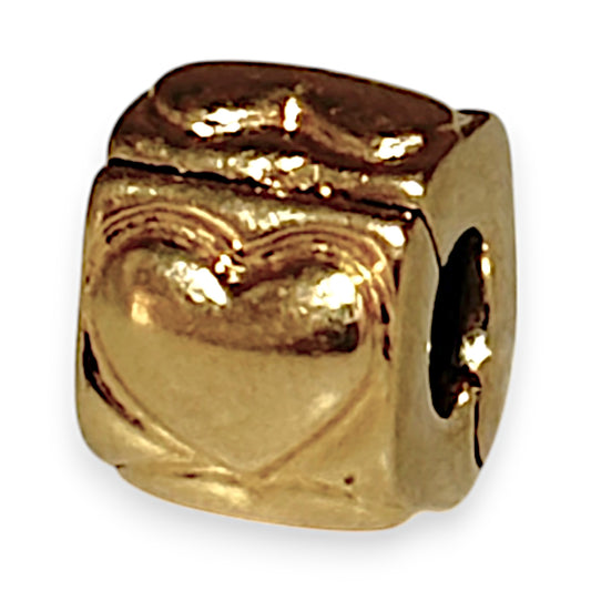 14K Gold Pandora Hearts Solid Gold Clip Charm. R # 1156