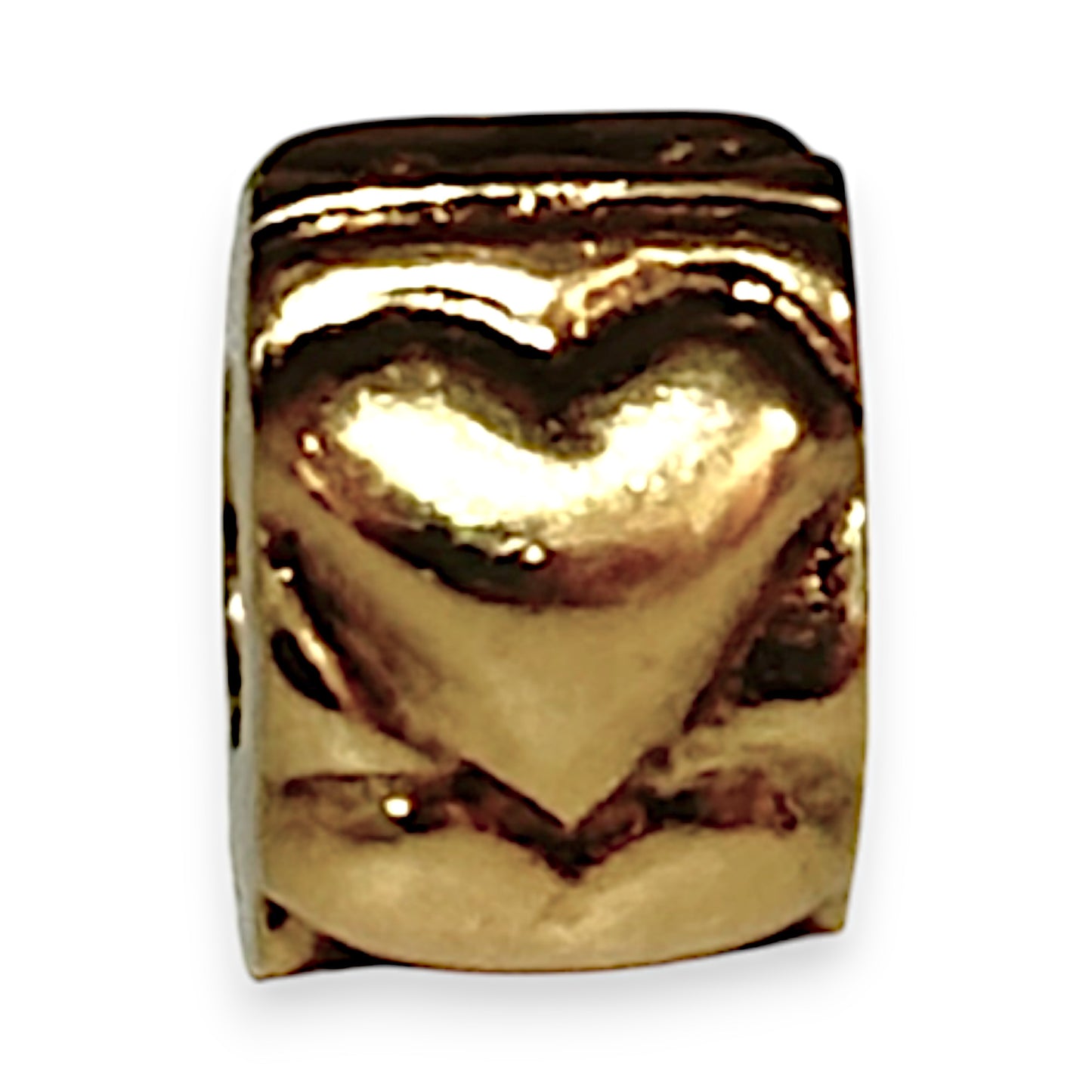 14K Gold Pandora Hearts Solid Gold Clip Charm. R # 1158
