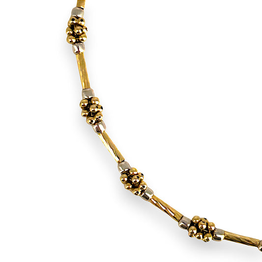 GOLD DEAL | 18ct (18K) Gold Y/W Two Tone Channel & Beads Bracelet Length 19.5cm