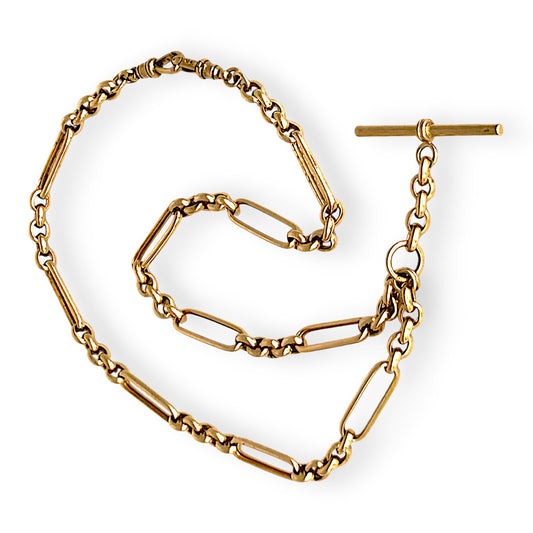 GOLD DEAL | 9ct (9K) Gold Prestige Figaro Chain T Bar, Stunning Investment. Valuation $9,000
