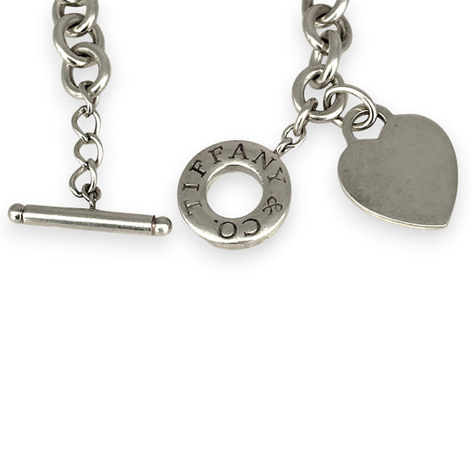 SILVER DEAL | Vintage TIFFANY & CO Sterling Silver Heart Tag Toggle Necklace 37cm