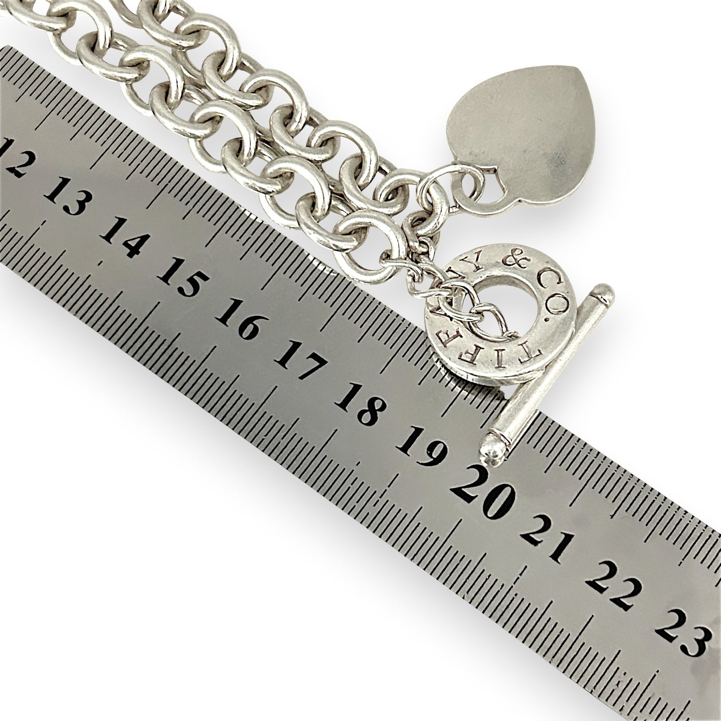 SILVER DEAL | Vintage TIFFANY & CO Sterling Silver Heart Tag Toggle Necklace 40cm