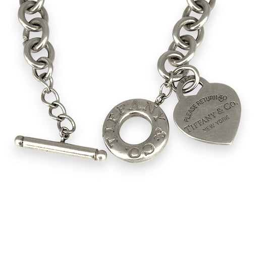 SILVER DEAL | Vintage TIFFANY & CO Sterling Silver Heart Tag Toggle Necklace 38.5cm