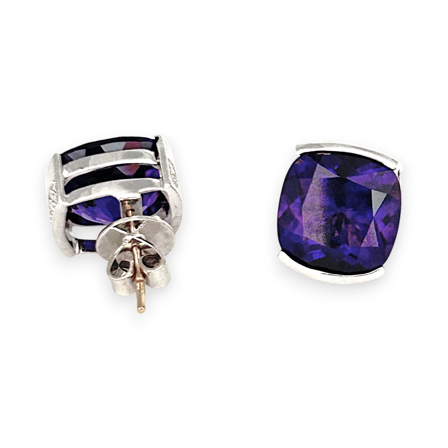 GOLD DEAL |  BARGAIN 18ct (18k) White Gold Amethyst Glow Studs with Diamonds