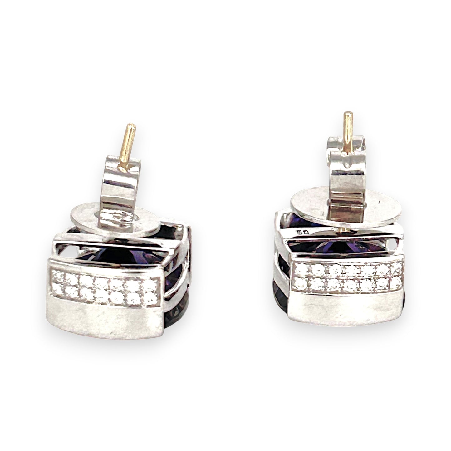 GOLD DEAL |  BARGAIN 18ct (18k) White Gold Amethyst Glow Studs with Diamonds