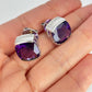 GOLD DEAL |  BARGAIN 18ct (18k) White Gold Amethyst Glow Studs with Diamonds