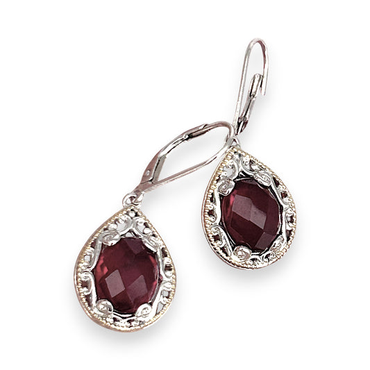 SILVER DEAL | Sterling Silver Elegant Teardrop Duo-Tone Earrings
