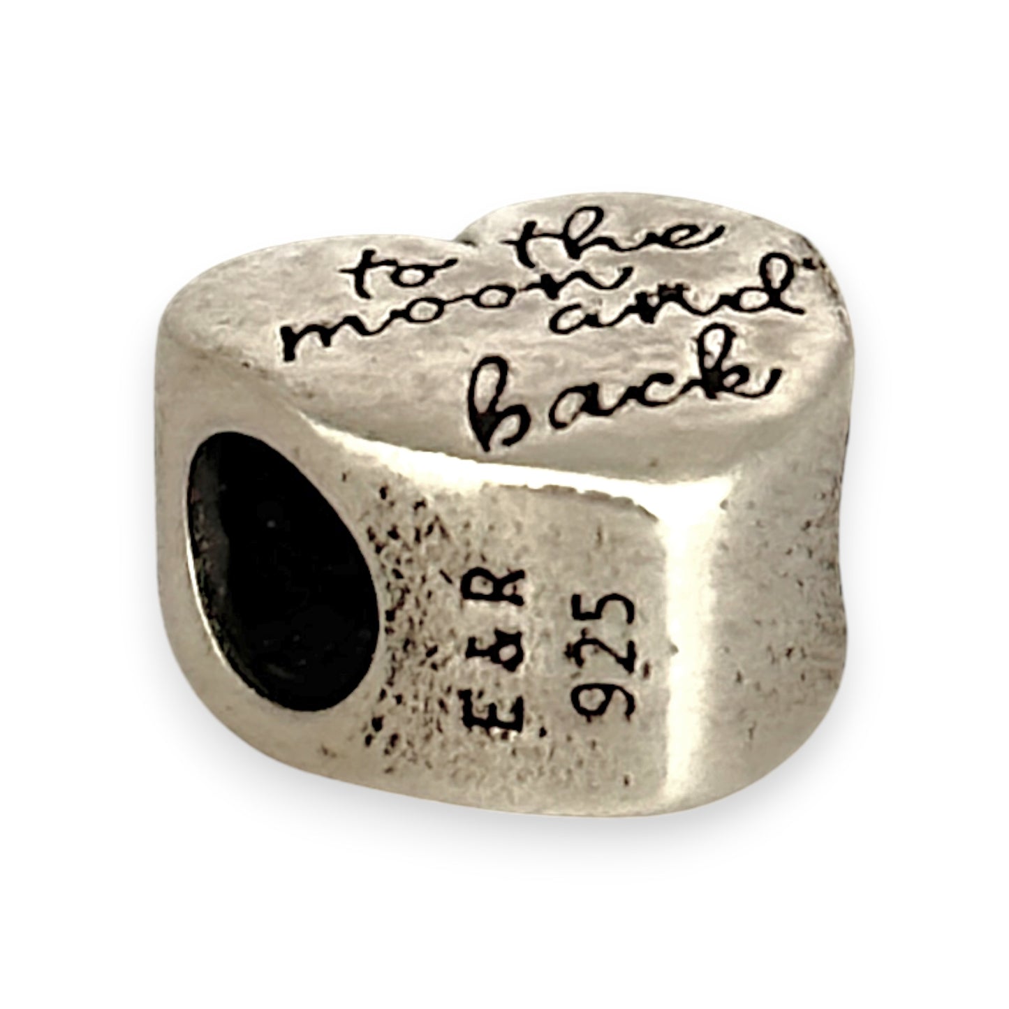 SILVER DEAL | Sterling Silver Heart Bead Charm - I Love You