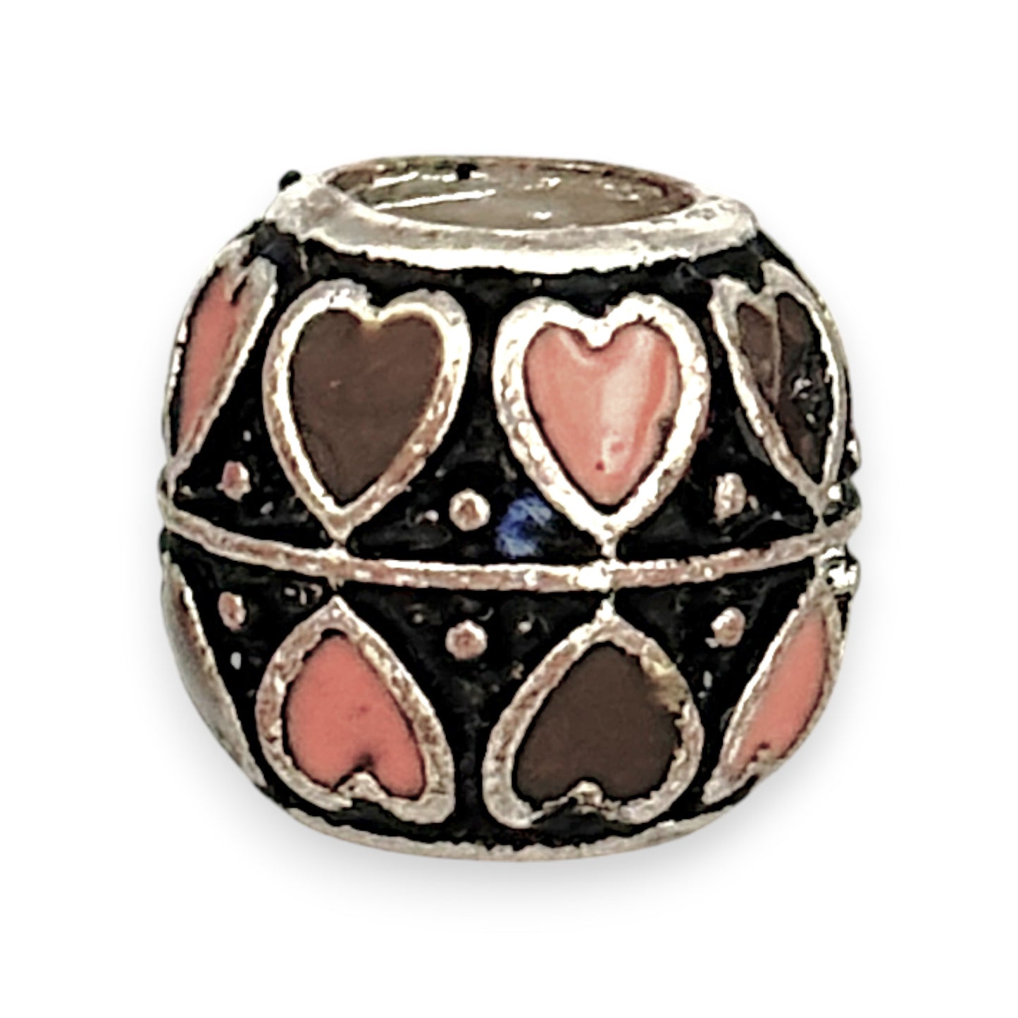 SILVER DEAL | Sterling Silver Spacer Bead Charm - Midnight Heart