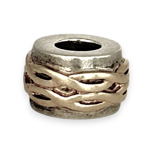 SILVER DEAL | MICHAEL HILL 10ct (10k) Gold & Silver Two Tone Bead Charm - Braided Grace