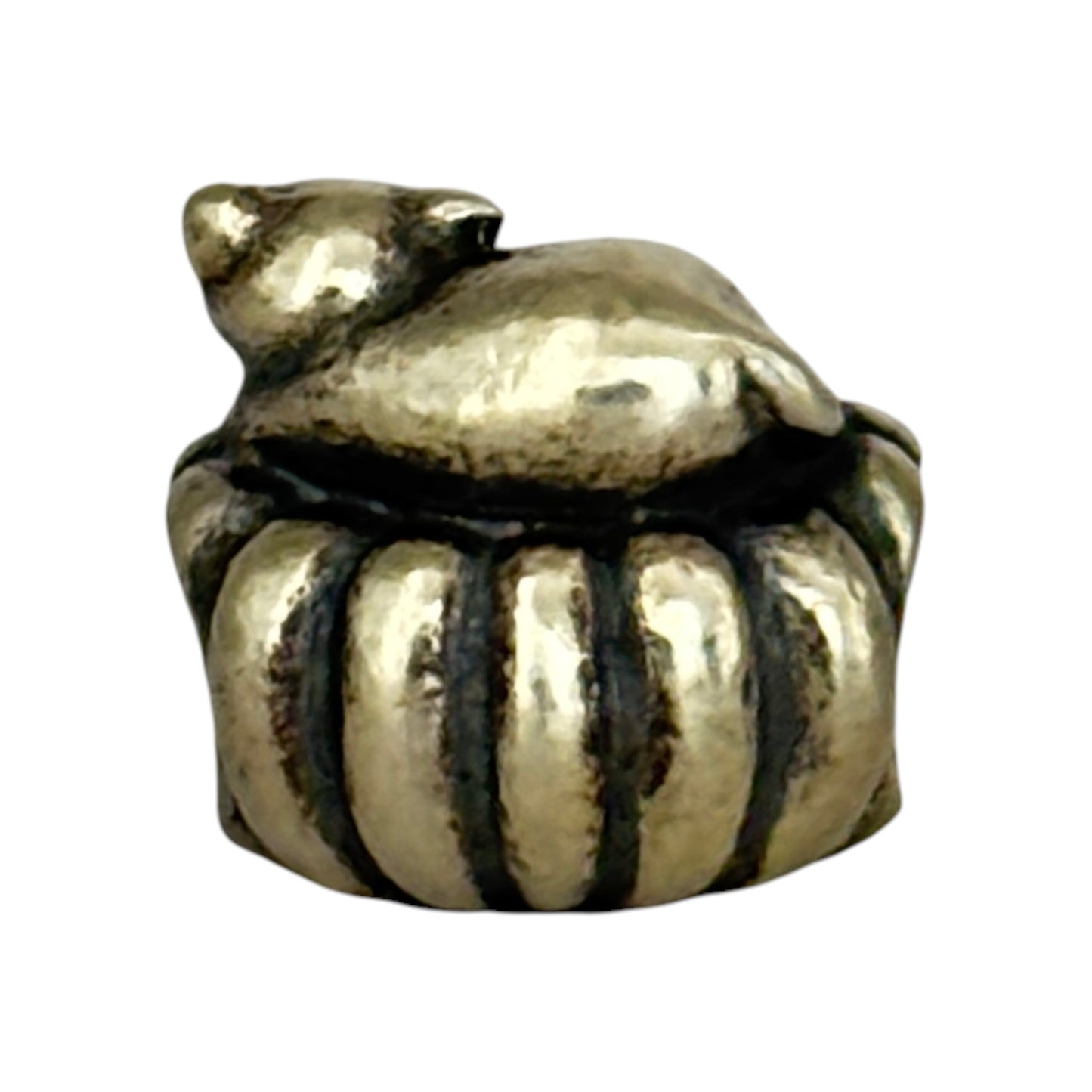SILVER DEAL | Pandora Sterling Silver Bead Charm - Cozy Cat on Pillow