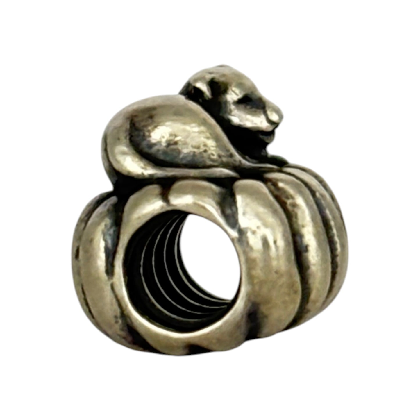 SILVER DEAL | Pandora Sterling Silver Bead Charm - Cozy Cat on Pillow