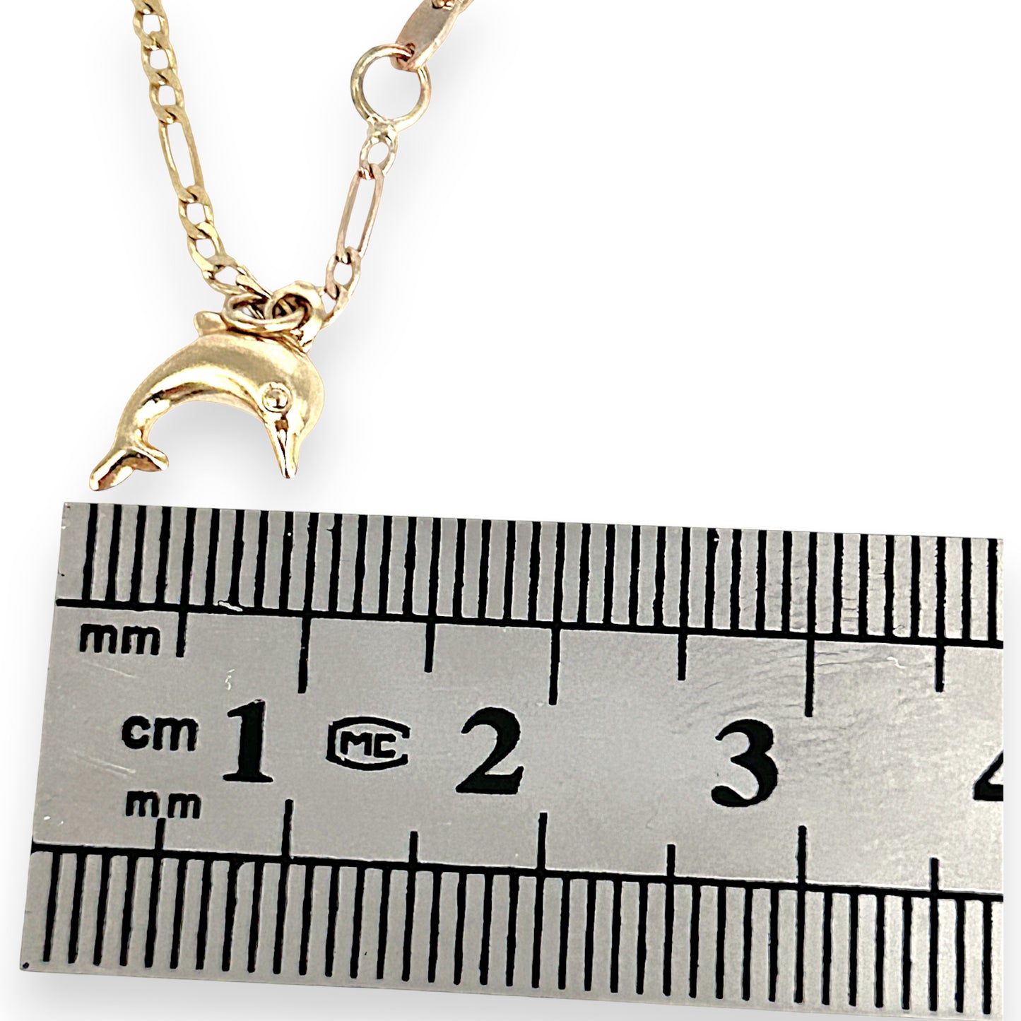 GOLD DEAL | 9ct (9K) Gold Ocean-Inspired Figaro Bracelet 20.5cm Dolphin Charms