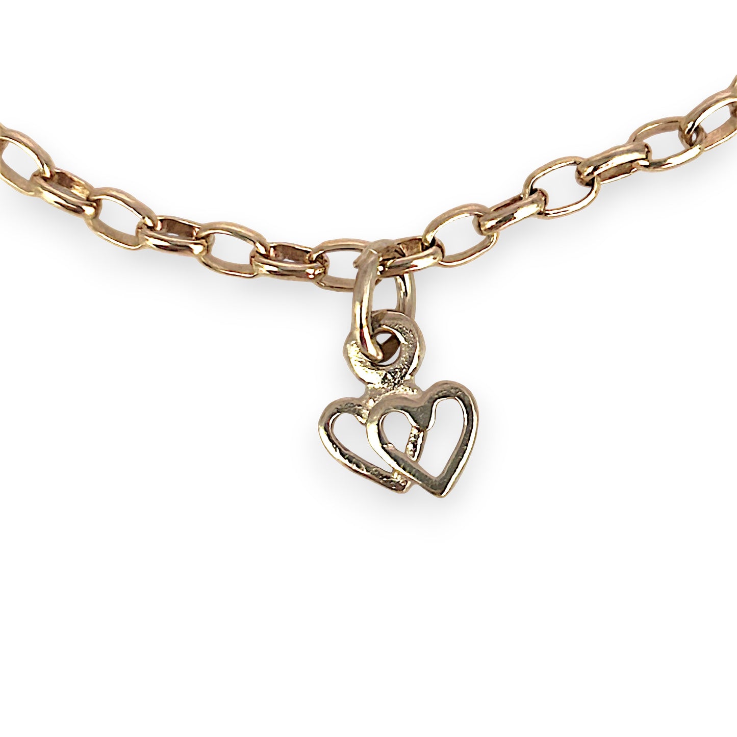 GOLD DEAL | 9ct (9K) MHJ Gold Belcher Bracelet 18cm Symbolic Charms Hearts & Star